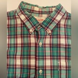 Lands End Canvas Men’s Size Large Green  Plaid Button Up Long Sleeve Shirt